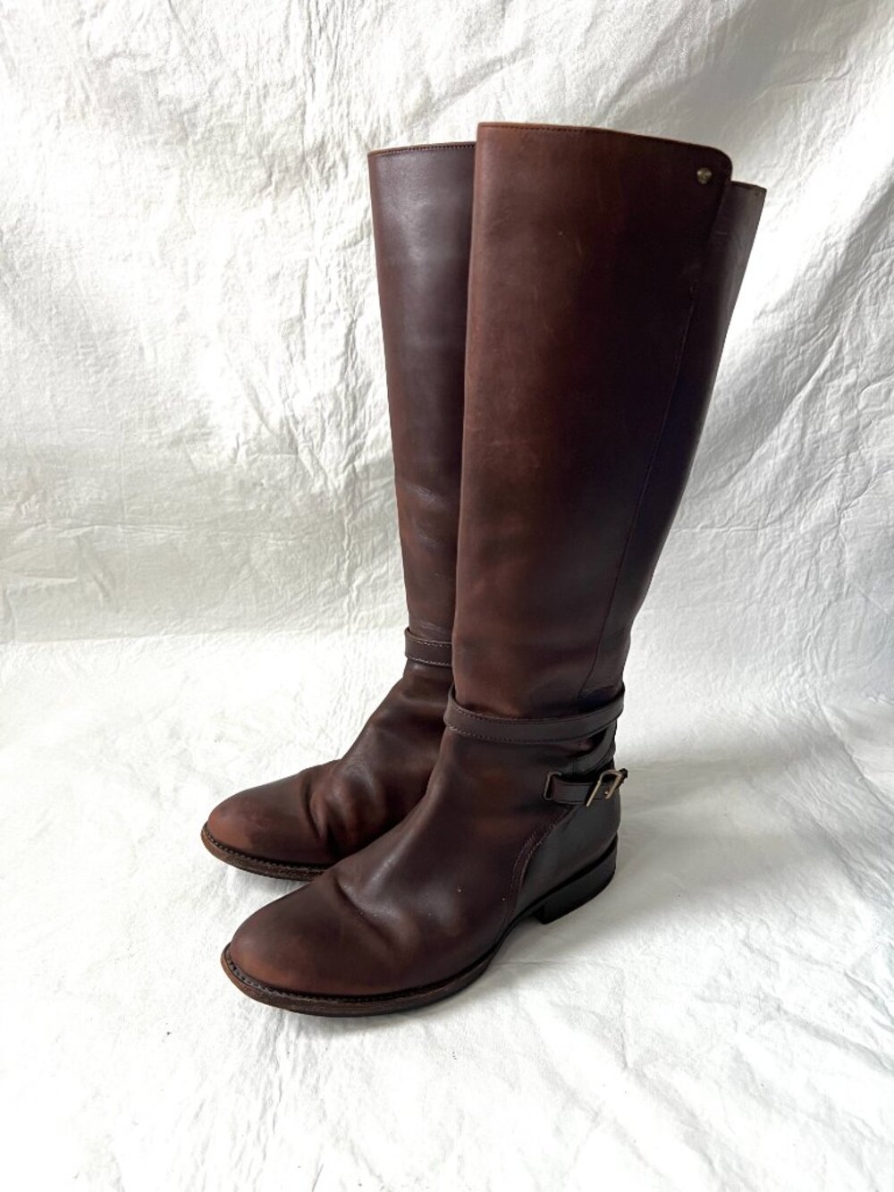 Frye boots womens 8.5 brown leather Jordan Strap Tall zip up knee high riding - Picture 3 of 12